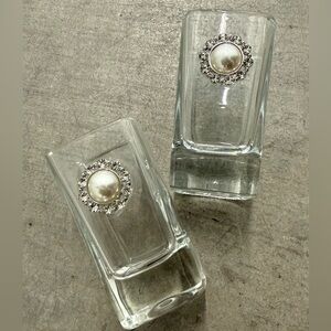 Elegant Glass Shot Glass with Pearl Accent